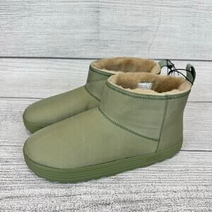 Roxy Women's Green Pow Faux Fur Lined Pull On Booties Size 10